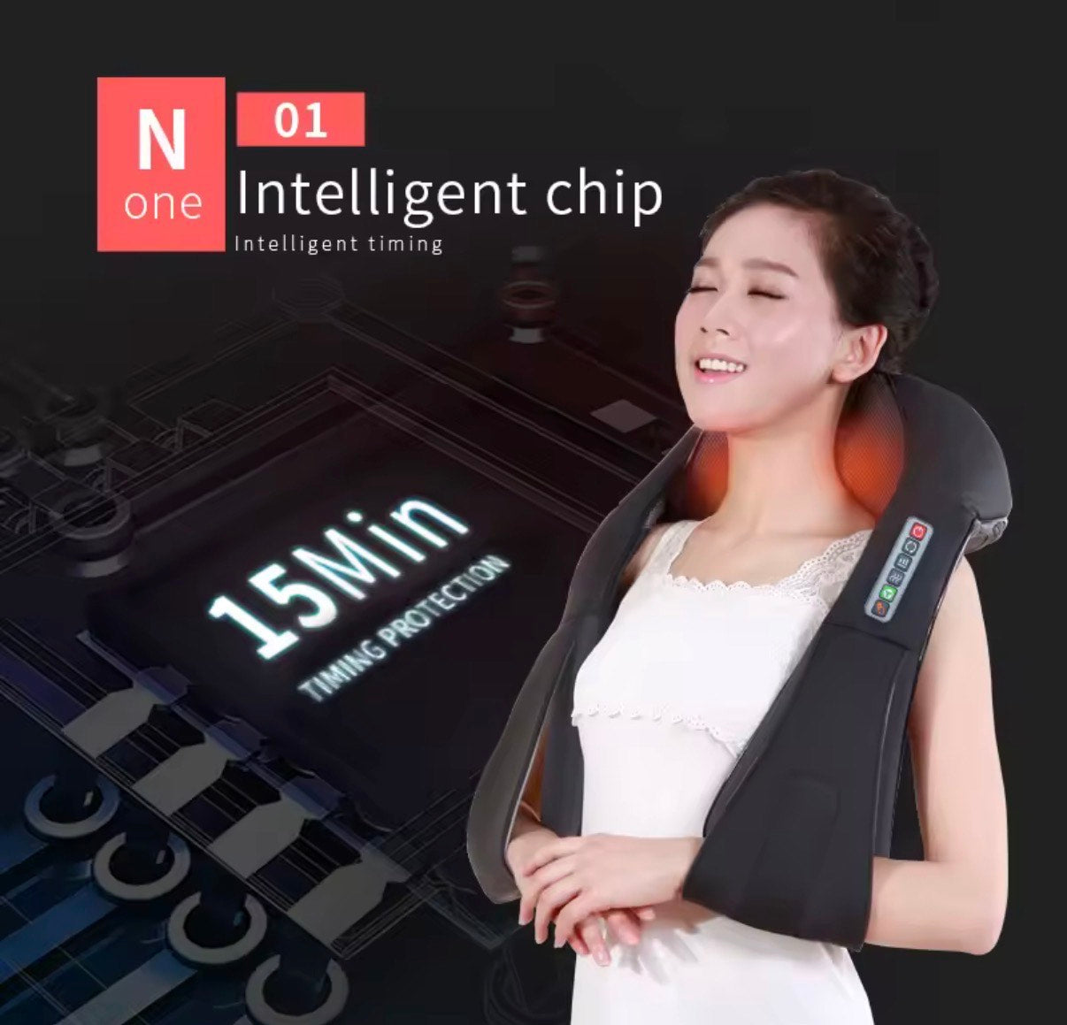 MuscleEase™ U-Relief Heated Massager — Deep Tissue Neck, Shoulder & Back Therapy Device